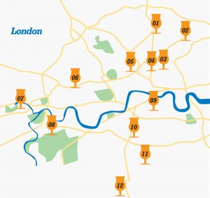 Map of London craft brewers