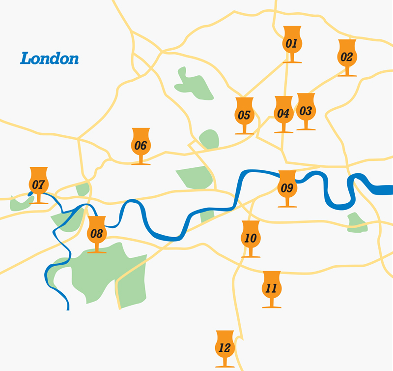 Map of London craft brewers