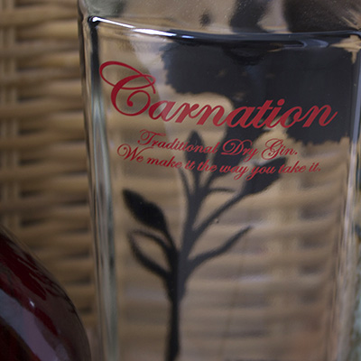 carnation gin bottle label
